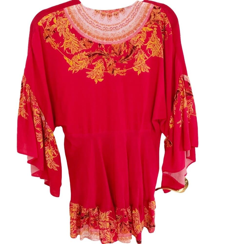 Free People Red Sunset Dreams Printed Tunic X Small - Picture 5 of 10